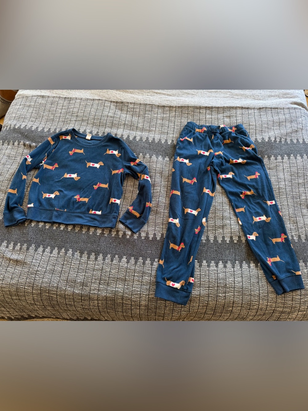 Old Navy Navy Blue Dachshund Fleece Pajama Set